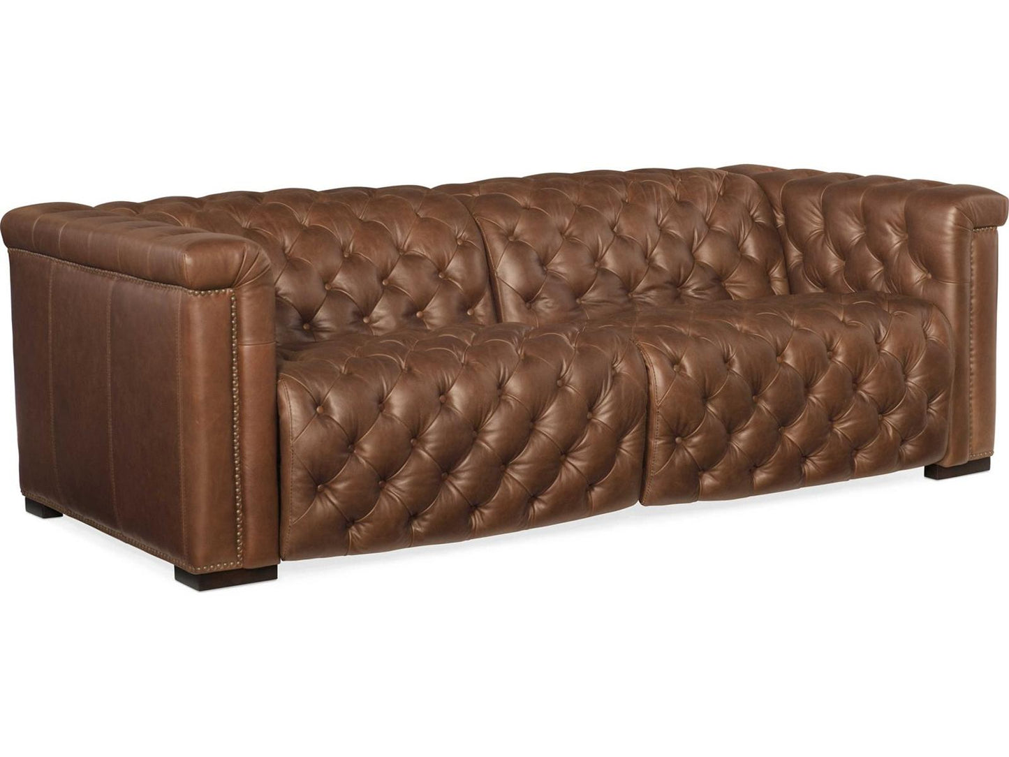 Savion Power Reclining Aniline Leather Sofa with Power Headrests in Saddlebag Lodge