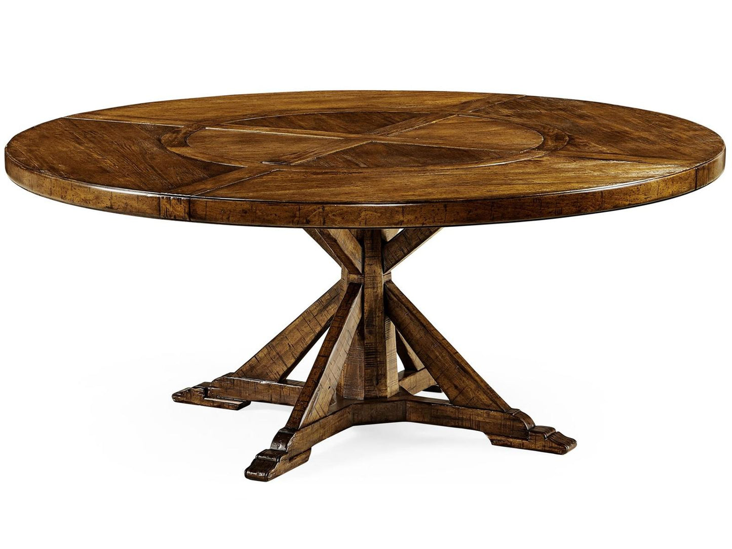 Casual Accents 72-Inch Round Wood Dining Table in Country Farmhouse Walnut