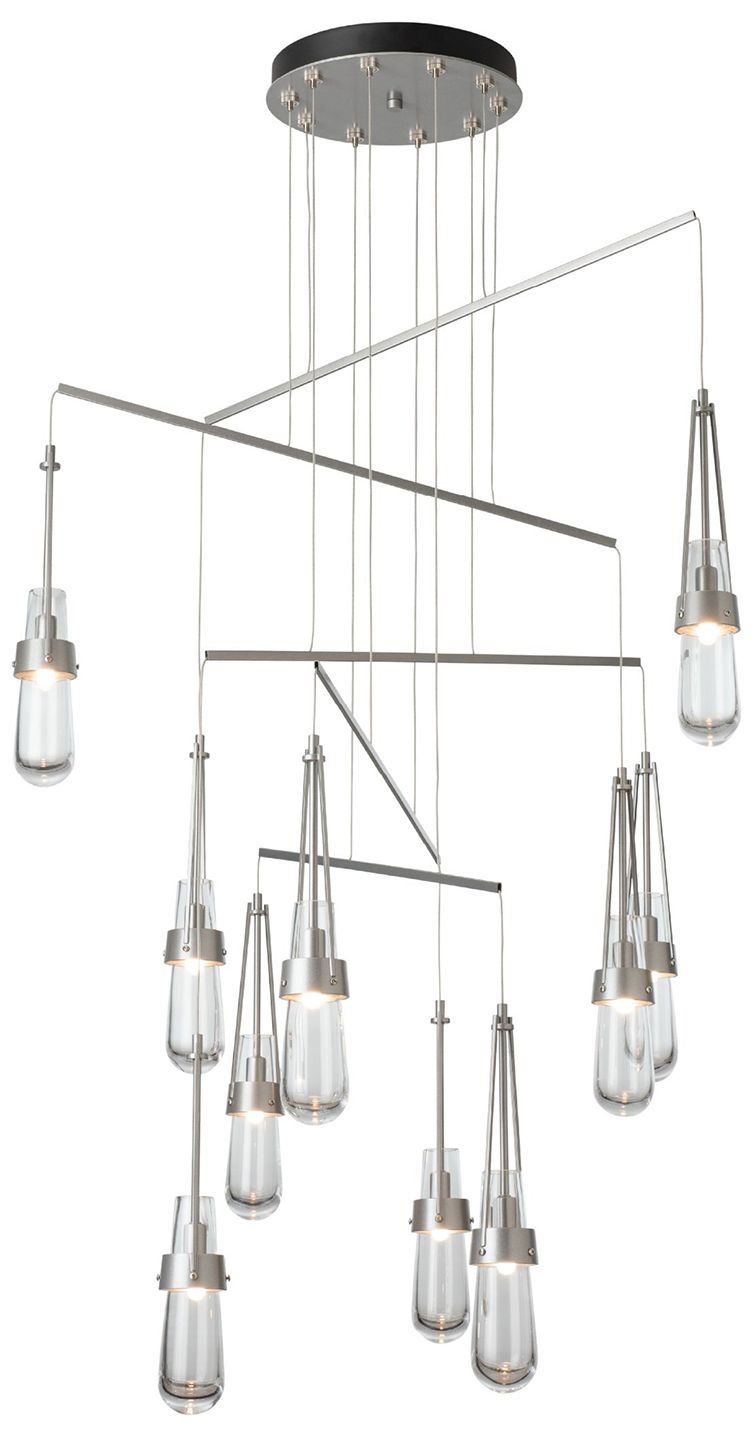 Link 35"W 10-Light Vintage Platinum Mobile Pendant With Clear Glass Sh