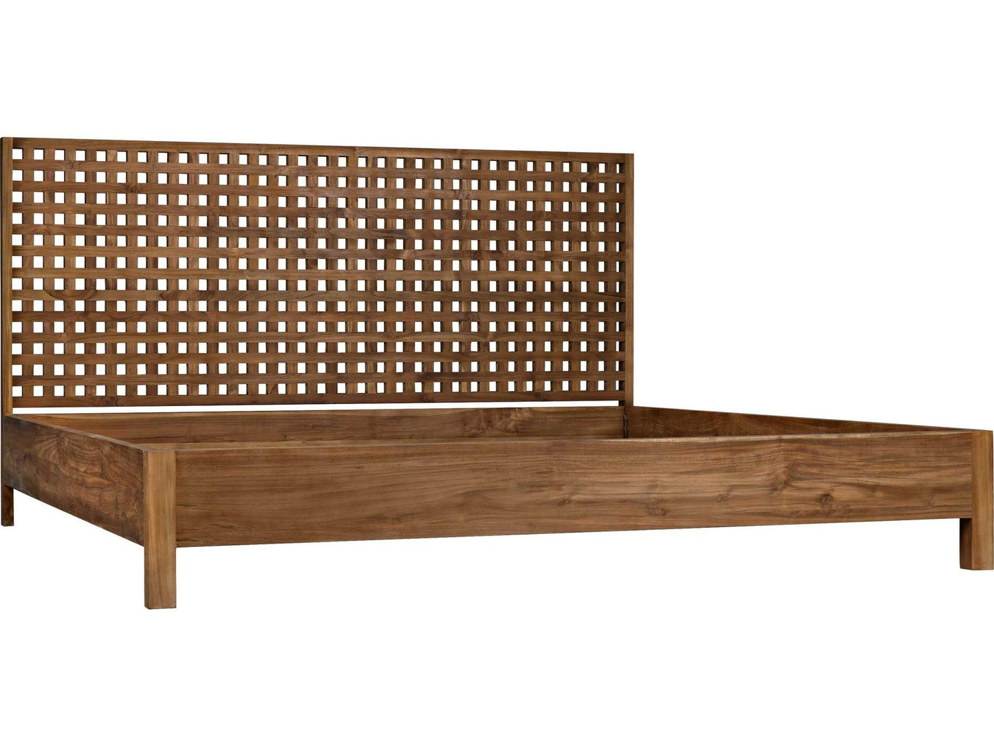 Quinnton Natural Brown Teak Wood King Platform Bed