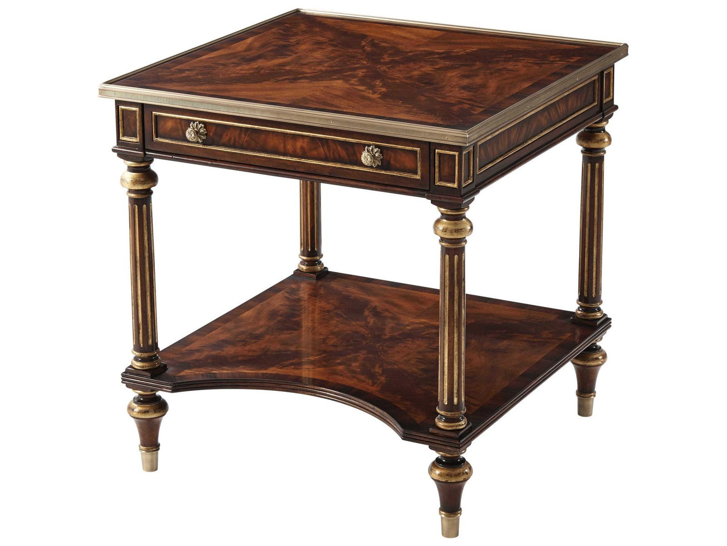 Director's Side Table with Brass Bound Top and Frieze Drawer