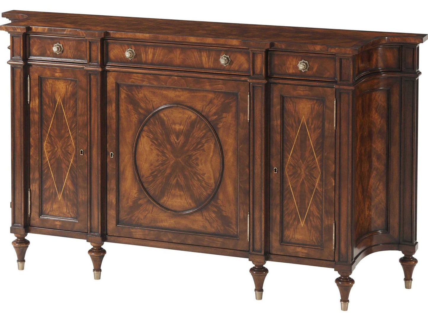 Rep.li.ca Concave Sideboard Cabinet in Flame Figured Mahogany Veneer
