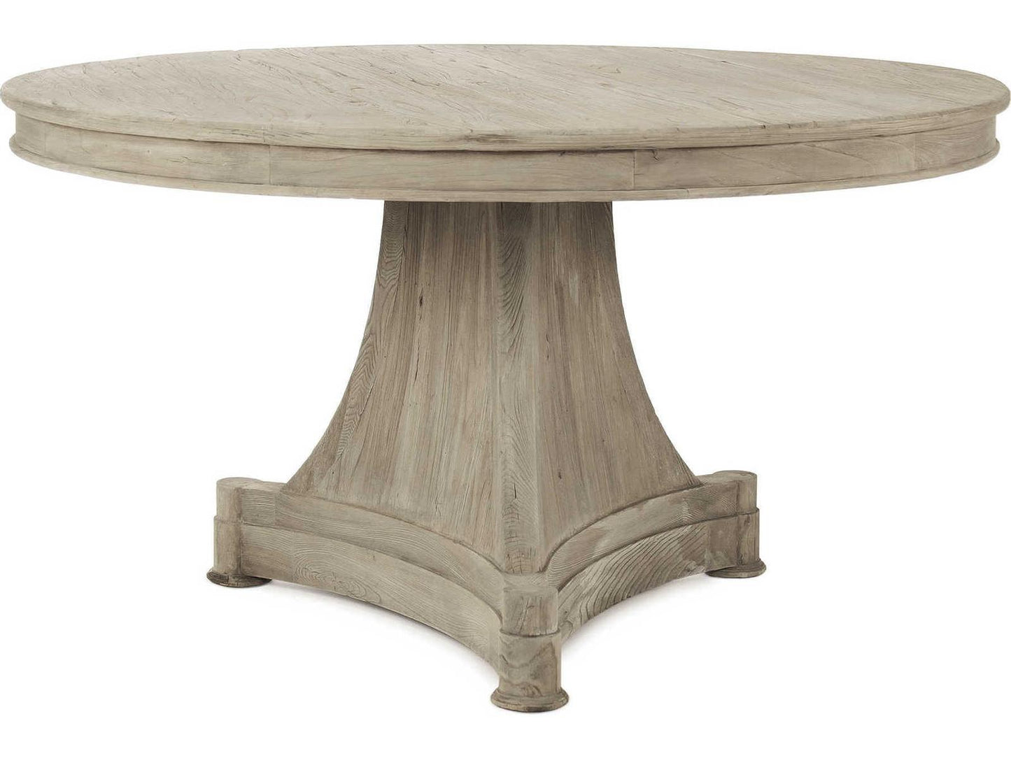 Ignas Round Dining Table in Dry Natural Elm with Pedestal Base