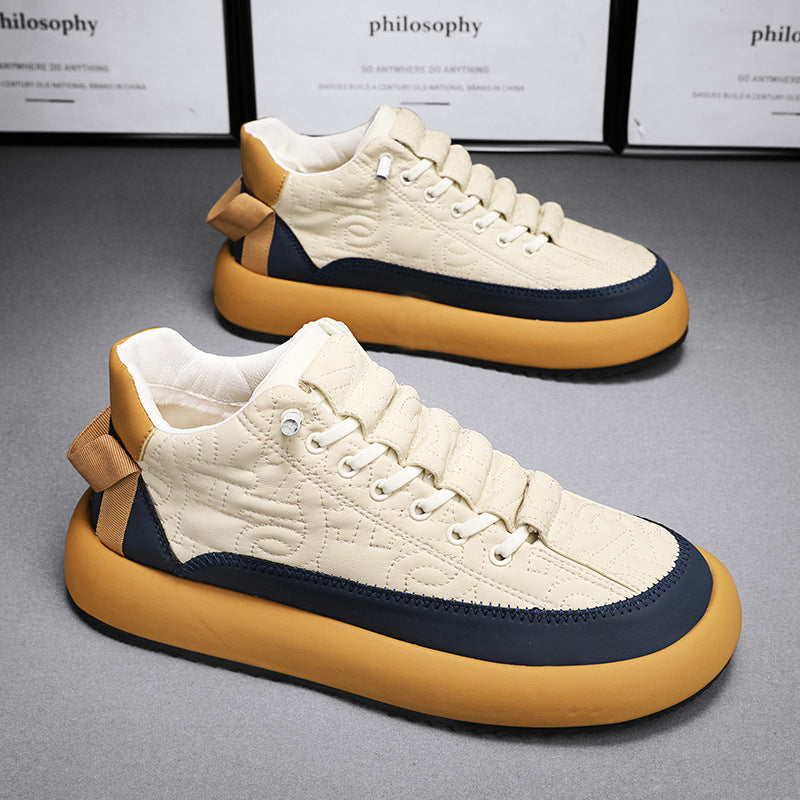 Men’s Stylish Leather Casual Sneakers Versatile Everyday Sports Shoes