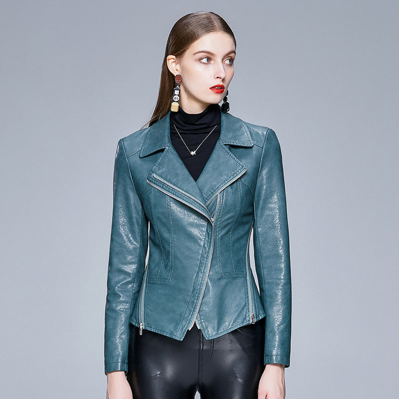 Women’s Slim-Fit PU Jacket Fashion-Forward Leather Style