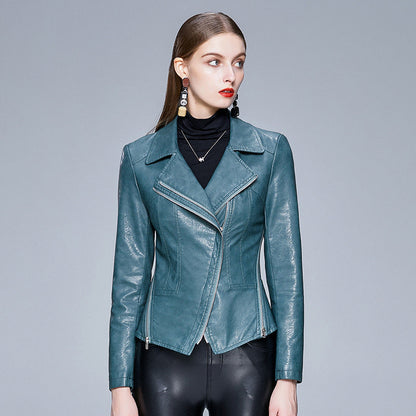 Women’s Slim-Fit PU Jacket Fashion-Forward Leather Style