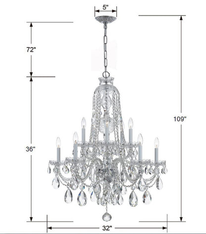 Traditional 10 Light Crystal Chandelier