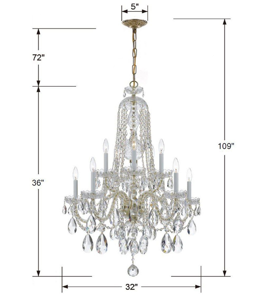 Traditional 10 Light Crystal Chandelier