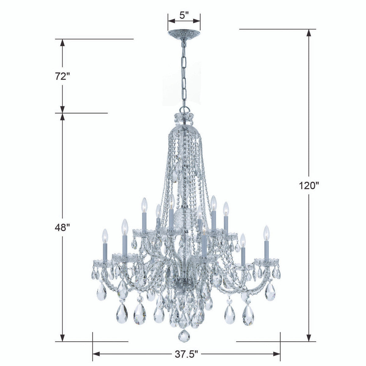 Traditional 12 Light Crystal Chandelier