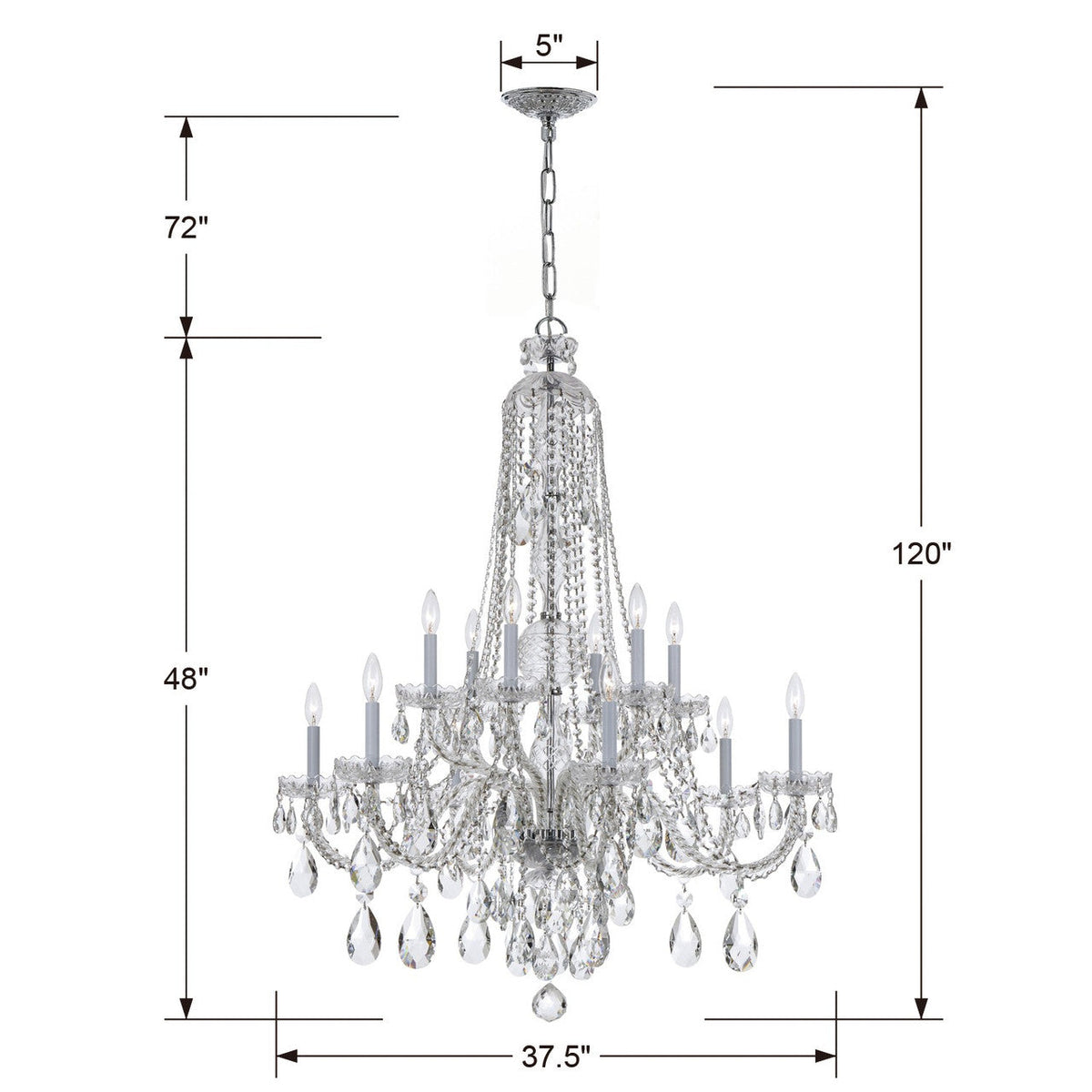 Traditional 12 Light Crystal Chandelier