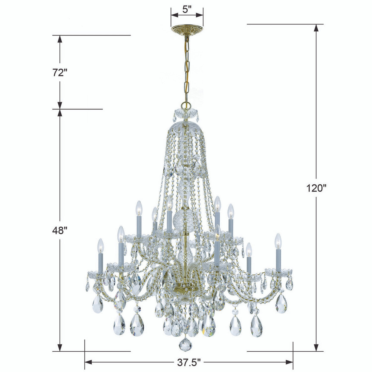 Traditional 12 Light Crystal Chandelier