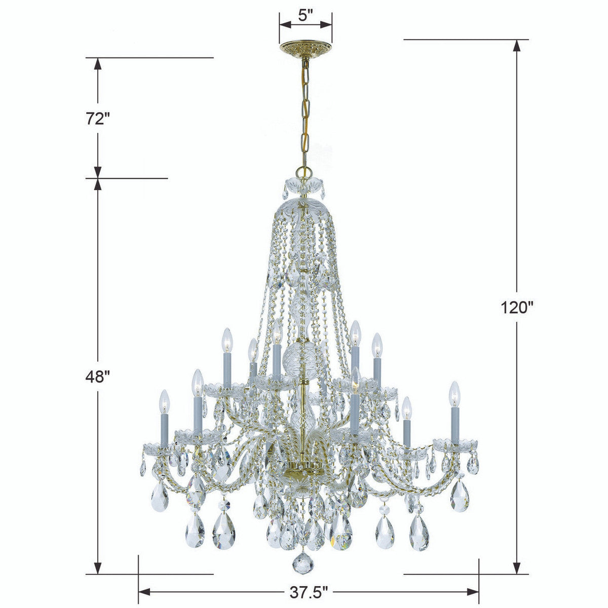 Traditional 12 Light Crystal Chandelier
