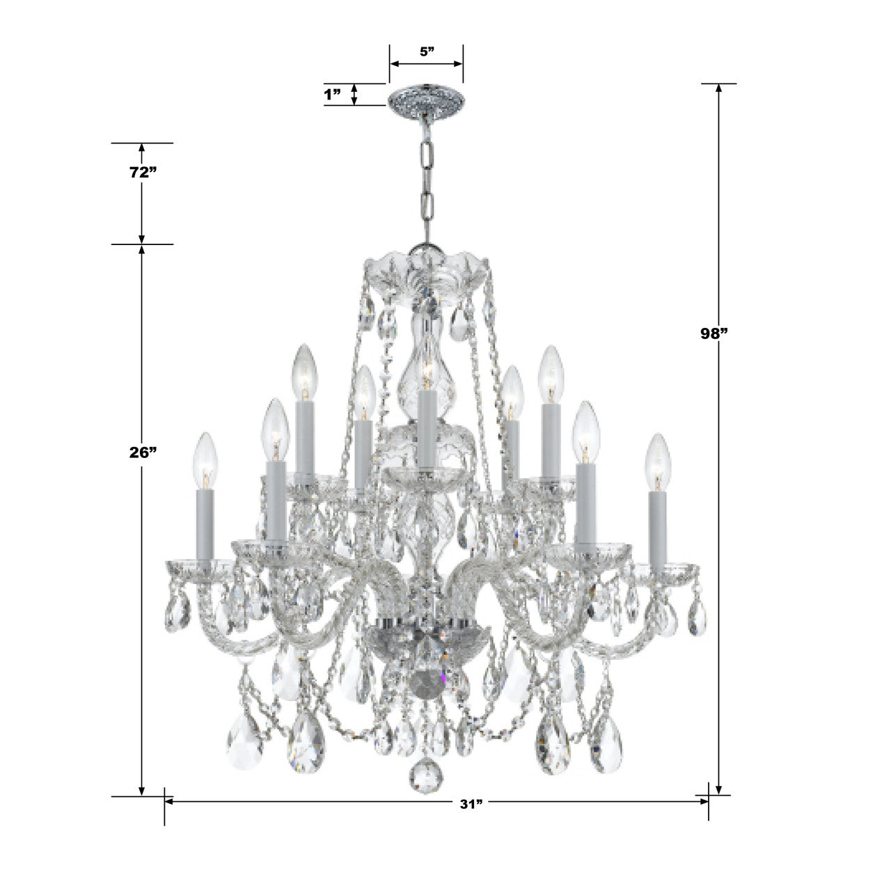 Traditional 12 Light Crystal Chandelier