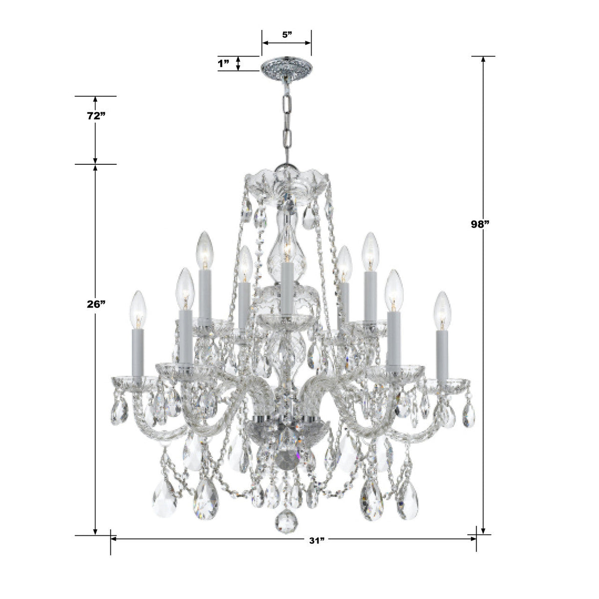 Traditional 12 Light Crystal Chandelier