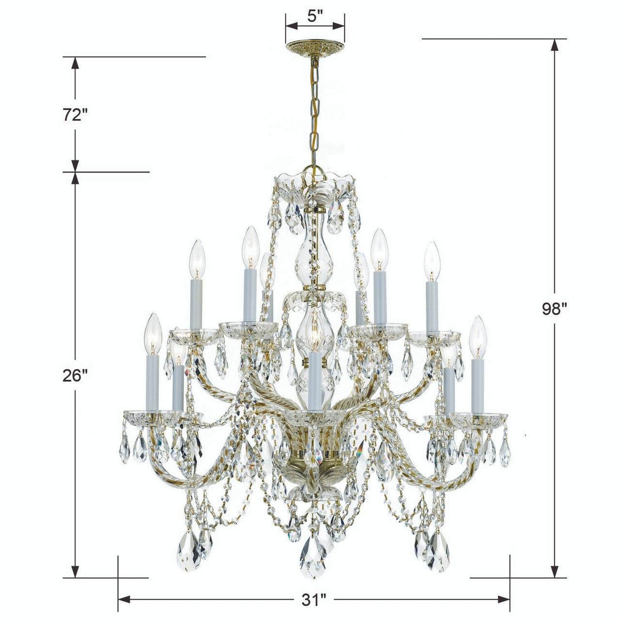 Traditional 12 Light Crystal Chandelier