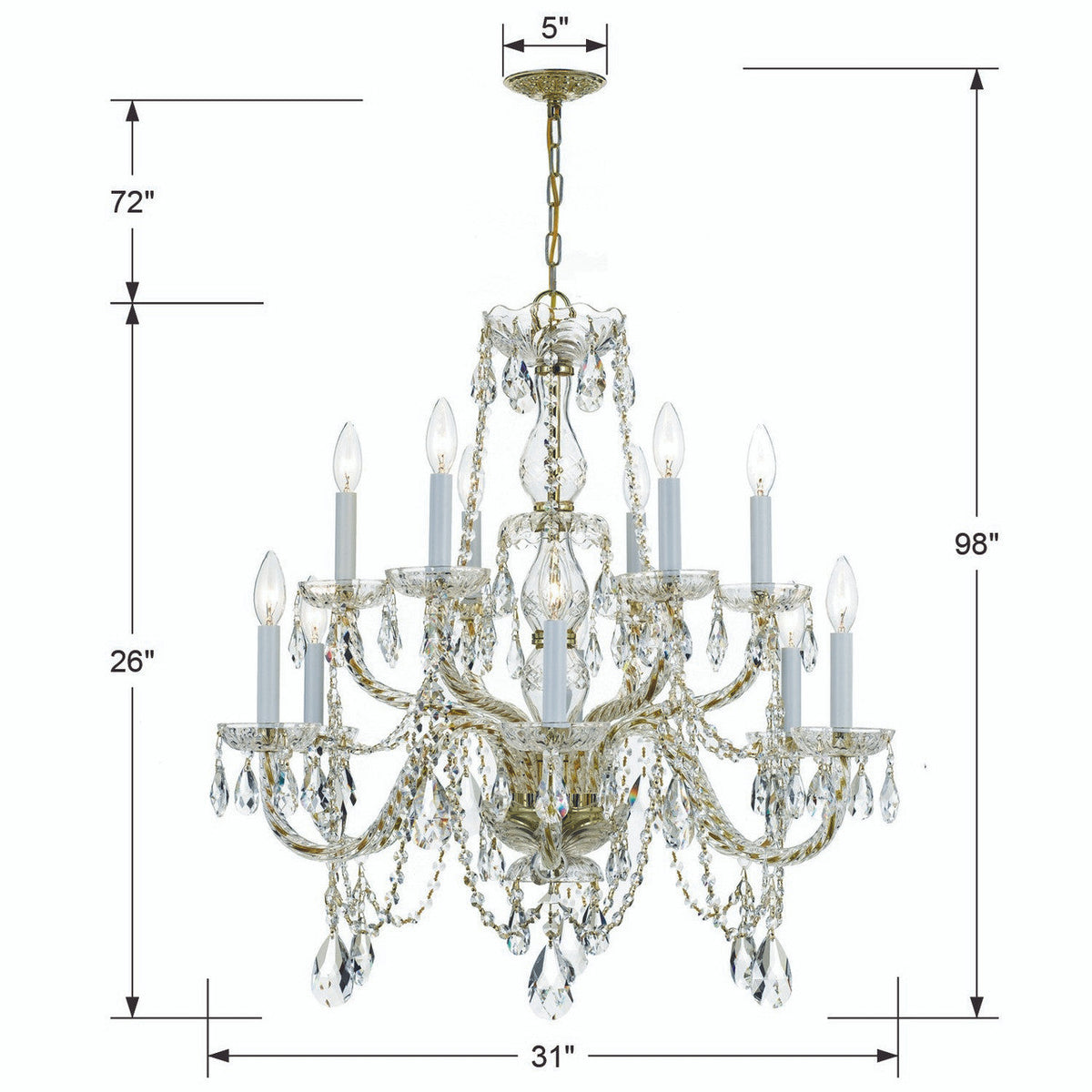 Traditional 12 Light Crystal Chandelier