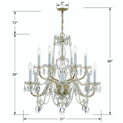Traditional 12 Light Crystal Chandelier