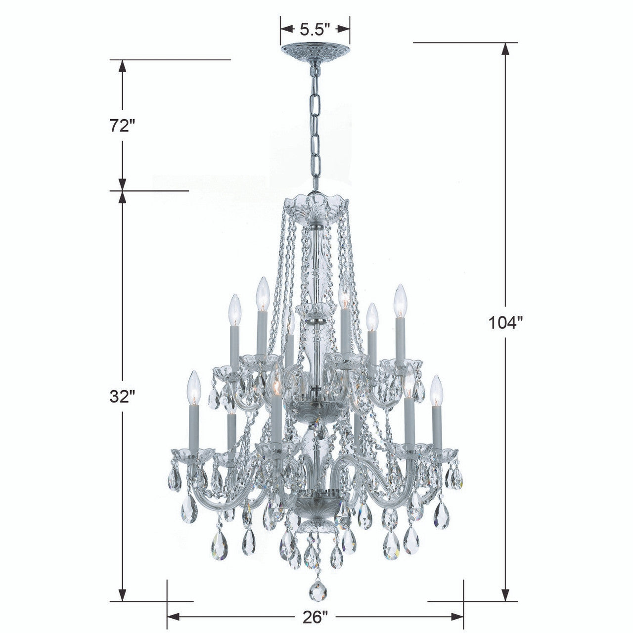 Traditional 12 Light Crystal Chandelier