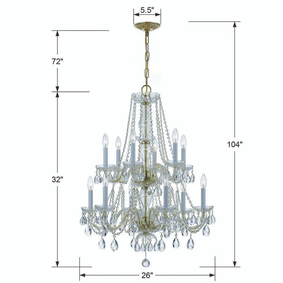 Traditional 12 Light Crystal Chandelier