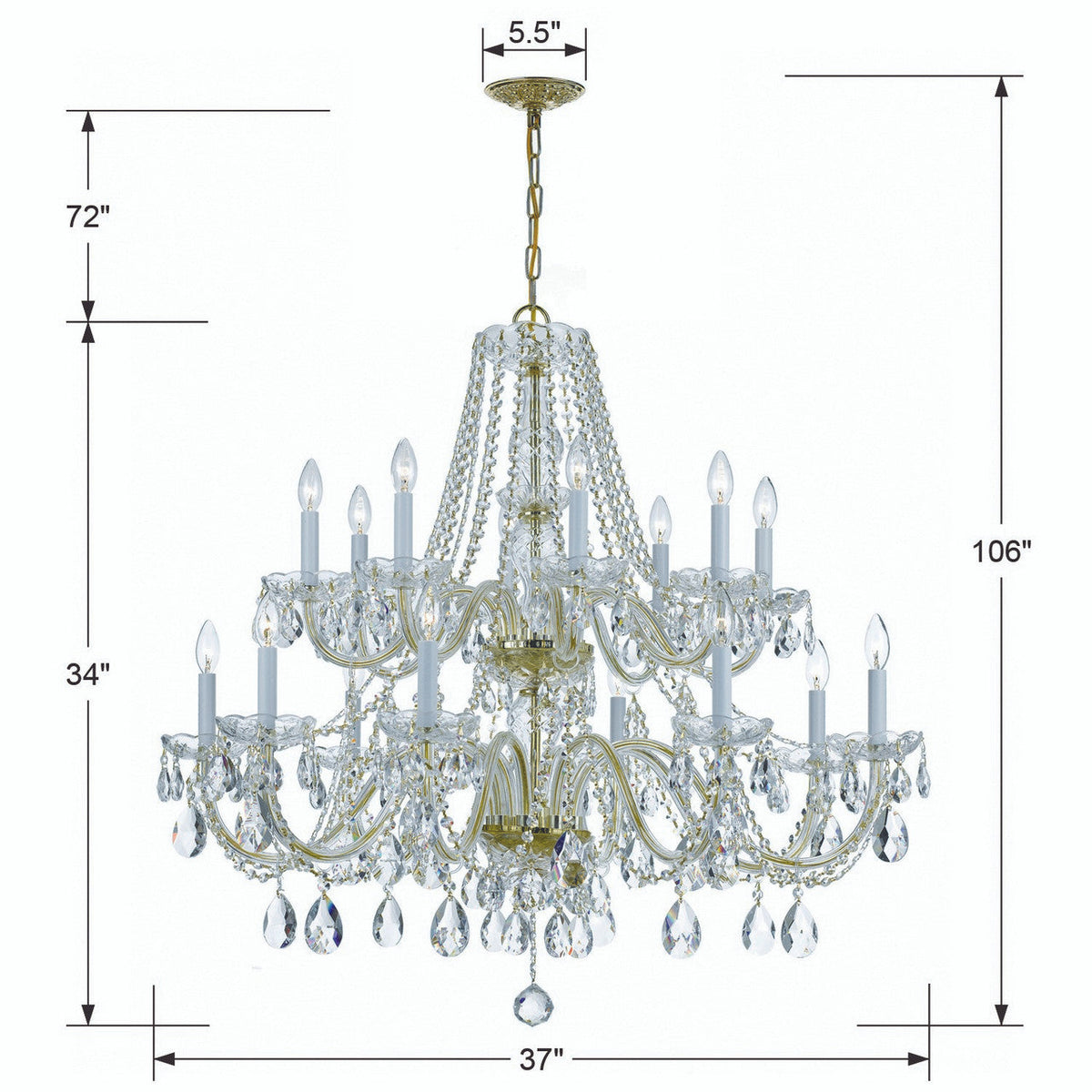Traditional 16 Light Crystal Chandelier