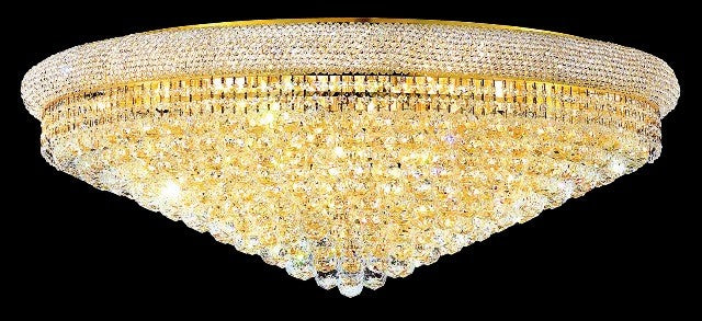 30 light gold plated crystal large flush mount ceiling light dressed with crystal balls