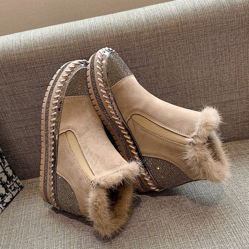 Women's Rhinestone Ankle Boots Fashion Platform Style
