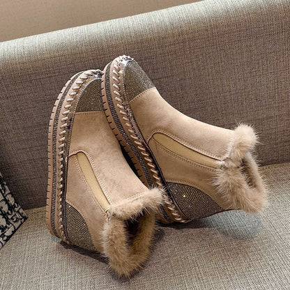Women's Rhinestone Ankle Boots Fashion Platform Style