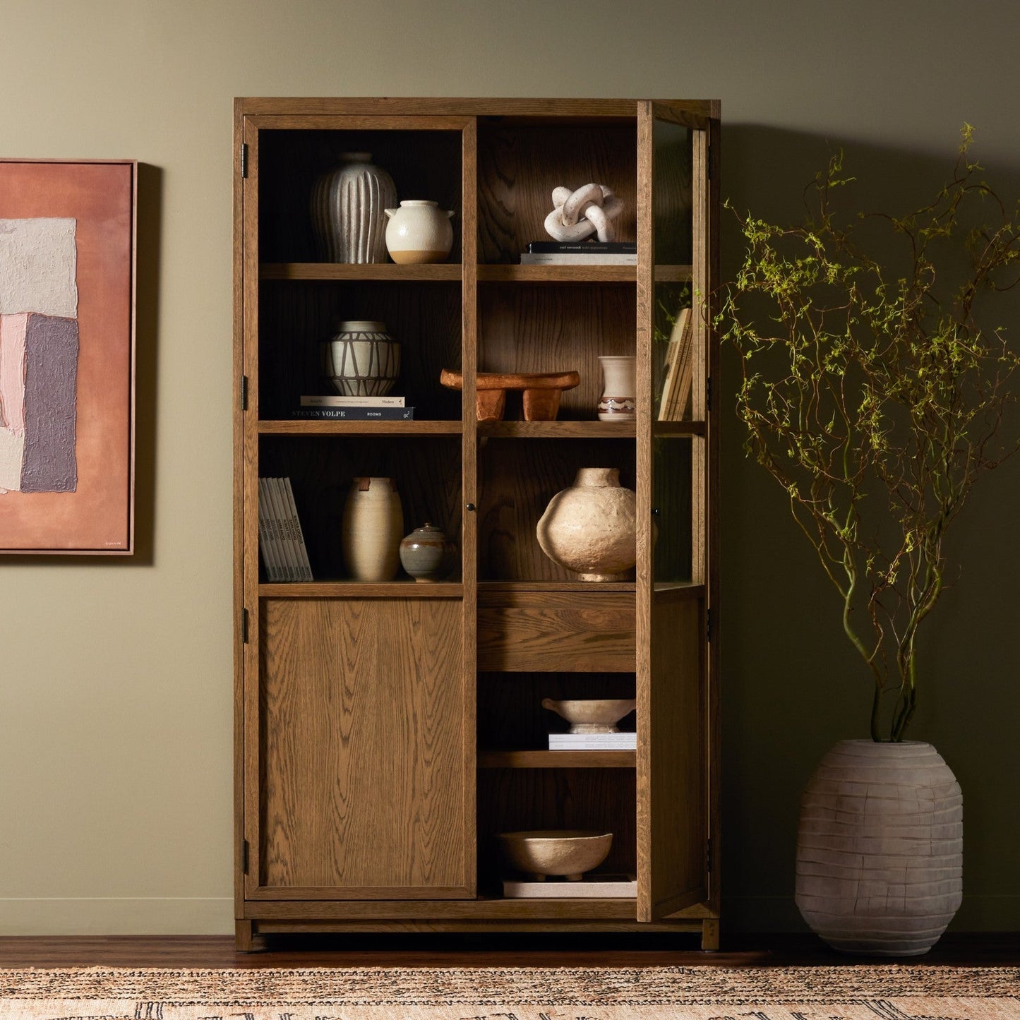 Four Hands Millie Panel and Glass Door Cabinet