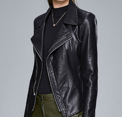 Women’s Slim-Fit PU Jacket Fashion-Forward Leather Style