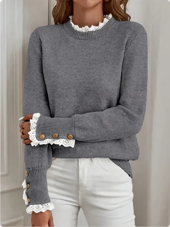 Women’s Chic Lace-Panel Sweater Fashion-Forward Statement Knit