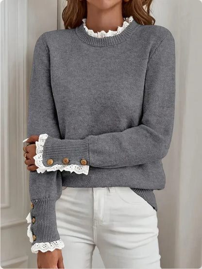 Women’s Chic Lace-Panel Sweater Fashion-Forward Statement Knit