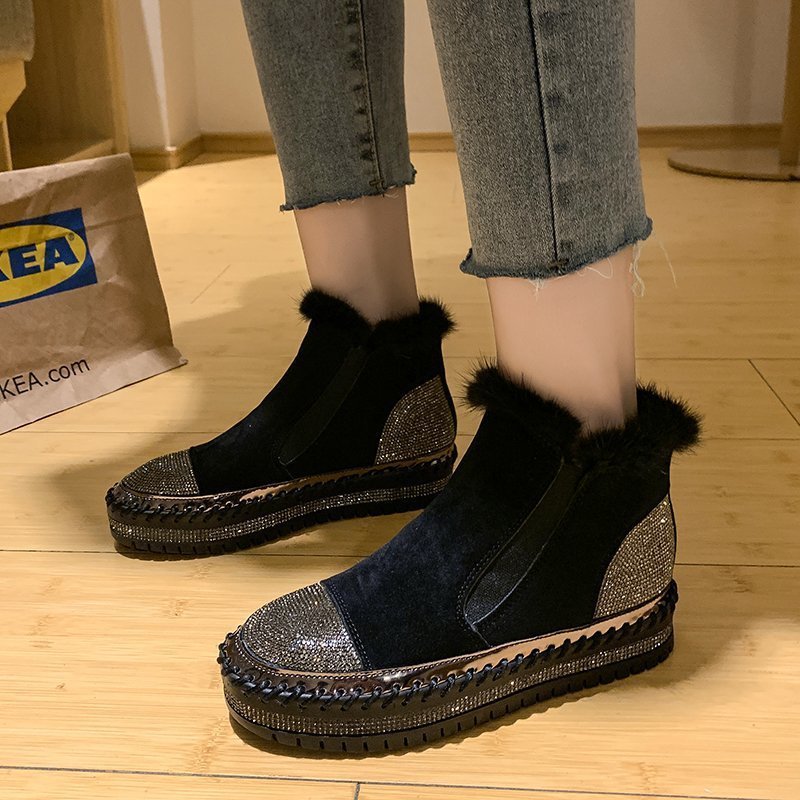 Women's Rhinestone Ankle Boots Fashion Platform Style