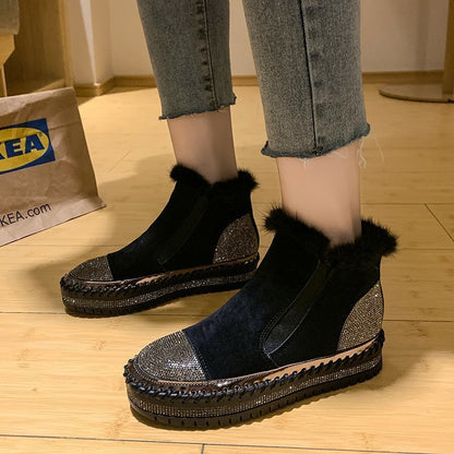 Women's Rhinestone Ankle Boots Fashion Platform Style