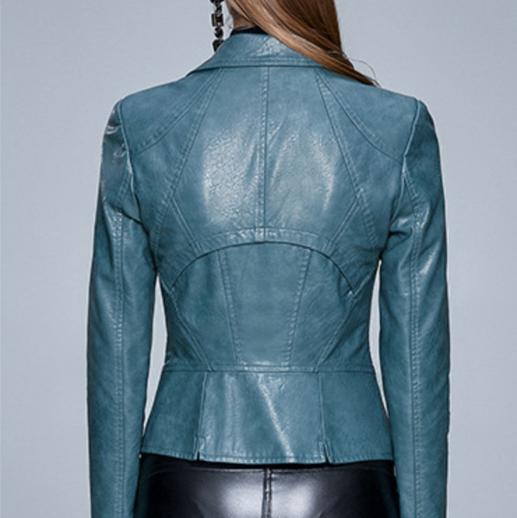 Women’s Slim-Fit PU Jacket Fashion-Forward Leather Style