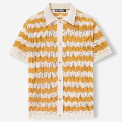 Men’s Hollow Jacquard Corrugated Shirt Stylish Textured Design