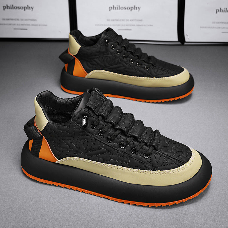 Men’s Stylish Leather Casual Sneakers Versatile Everyday Sports Shoes