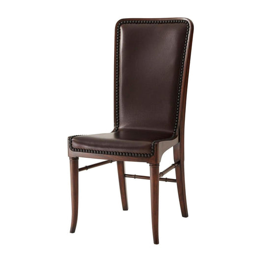 Theodore Alexander Leather Sling Mahogany Dining Chair - Set of 2