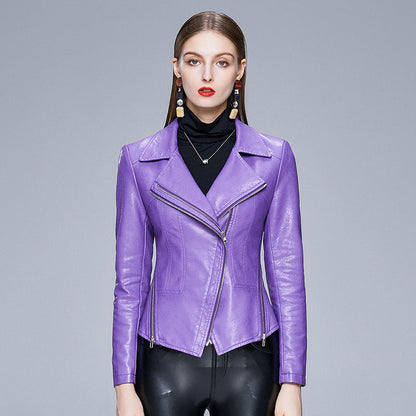 Women’s Slim-Fit PU Jacket Fashion-Forward Leather Style