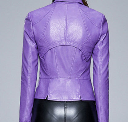 Women’s Slim-Fit PU Jacket Fashion-Forward Leather Style