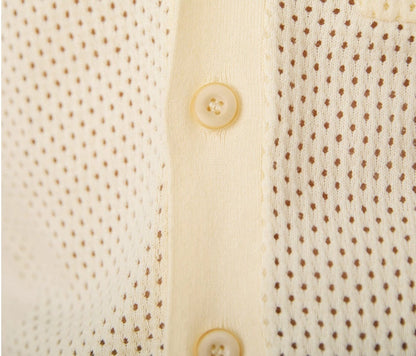 Men’s Casual Vacation Shirt Pure Cotton Hollow Short Sleeve