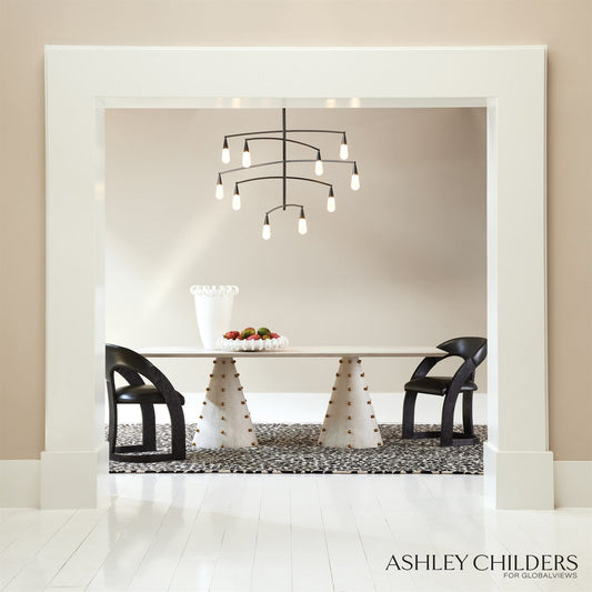 Global Views White Spheres Rectangle Dining Table