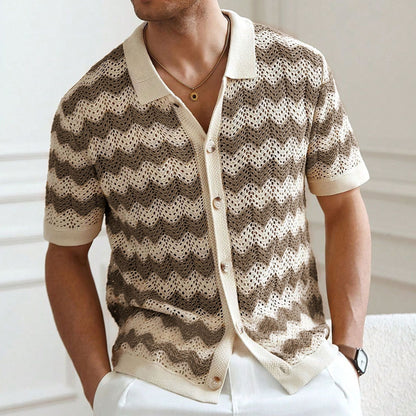 Men’s Hollow Jacquard Corrugated Shirt Stylish Textured Design