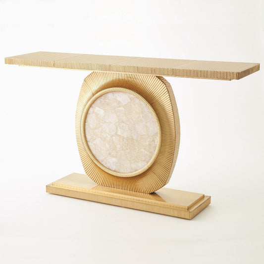 Global Views Brass Opera Fluted Quartz Insert Console