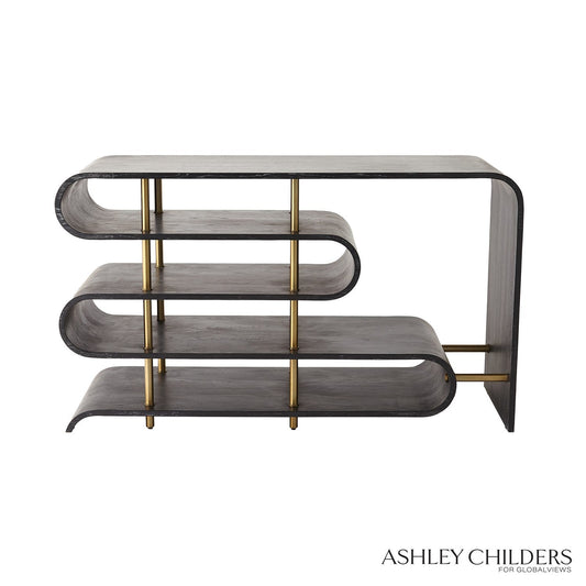 Global Views Ebony Cerused Traverse Console Table