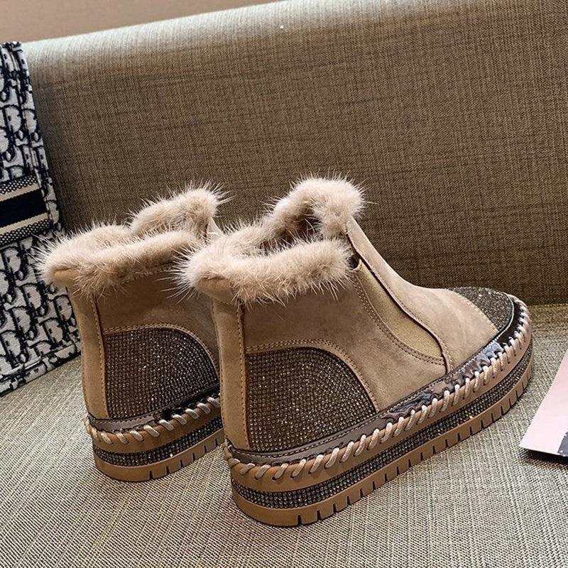 Women's Rhinestone Ankle Boots Fashion Platform Style
