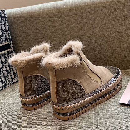Women's Rhinestone Ankle Boots Fashion Platform Style