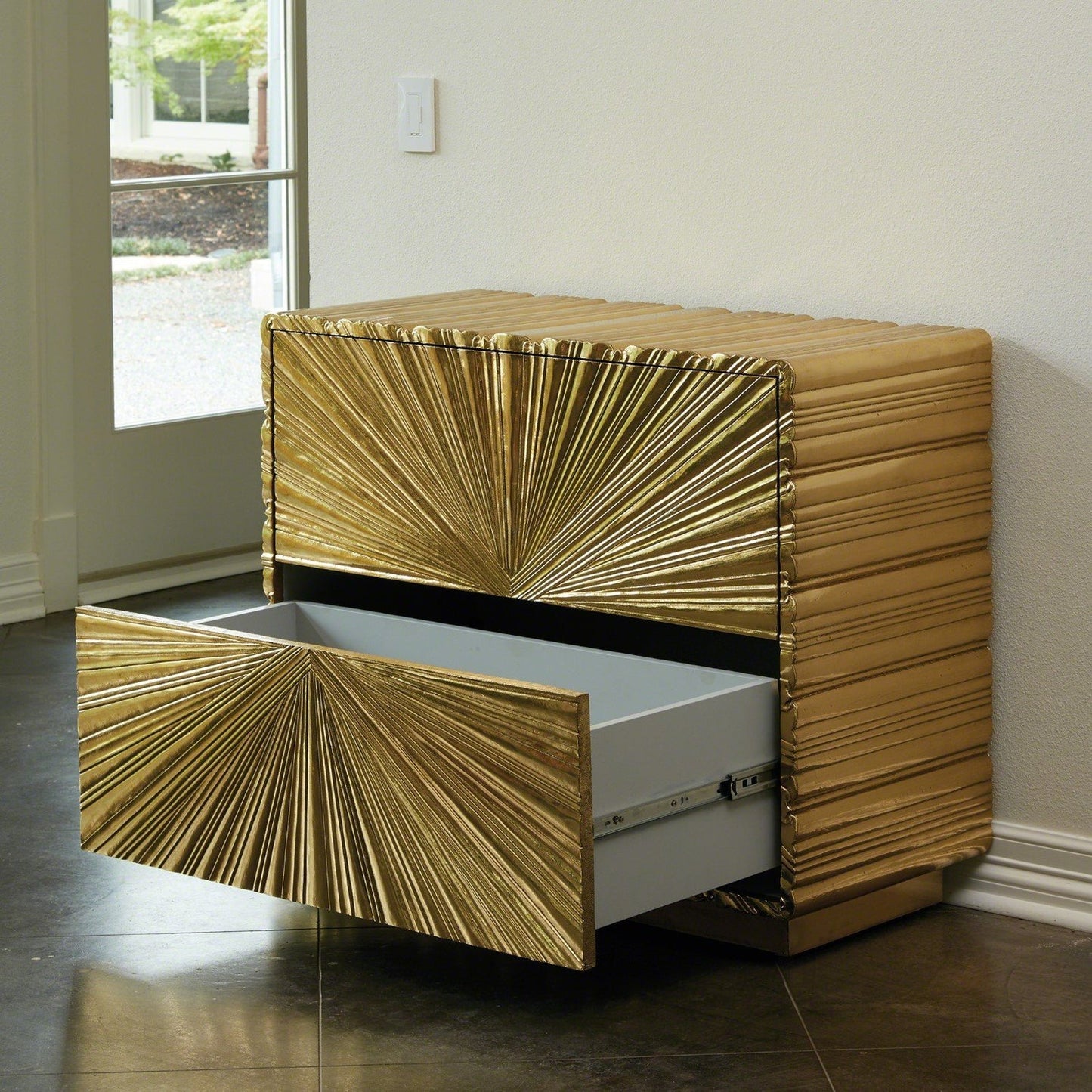 Global Views Linenfold Two Drawer Chest