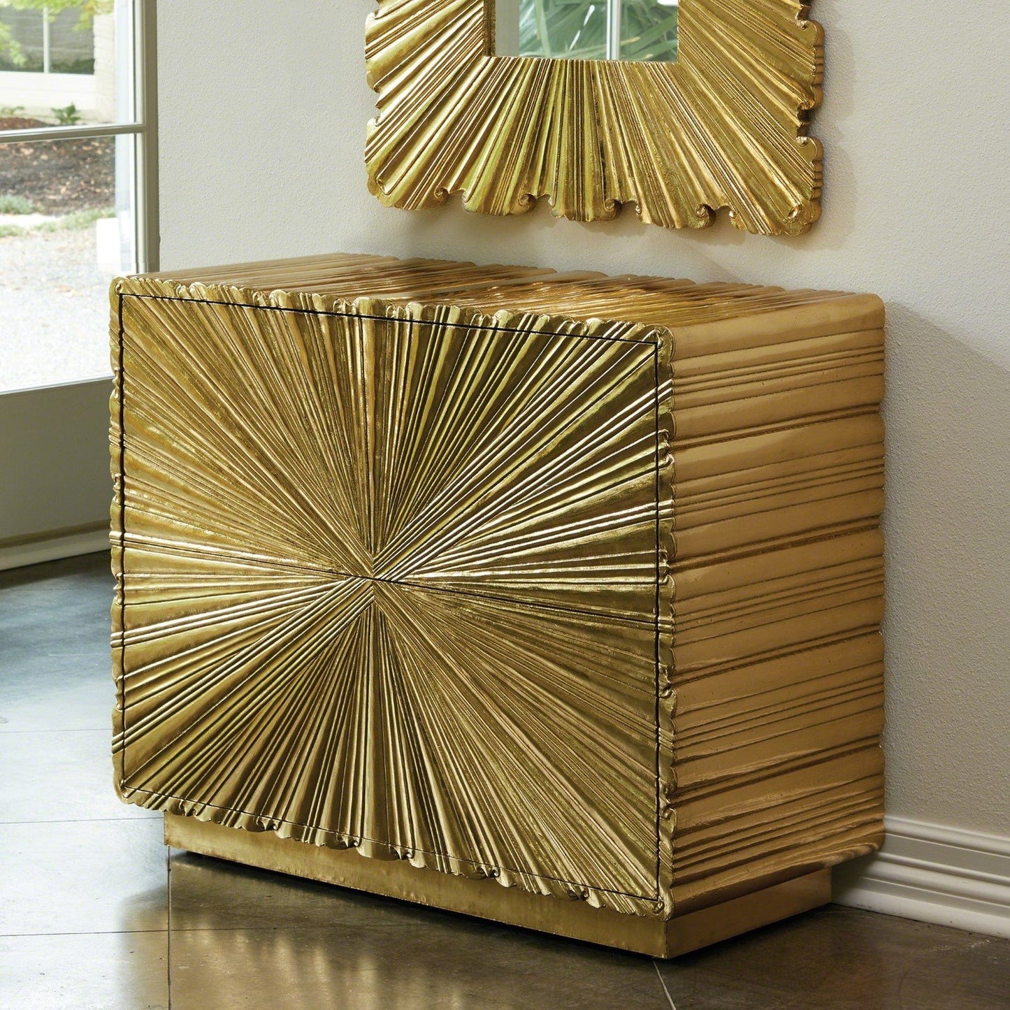 Global Views Linenfold Two Drawer Chest