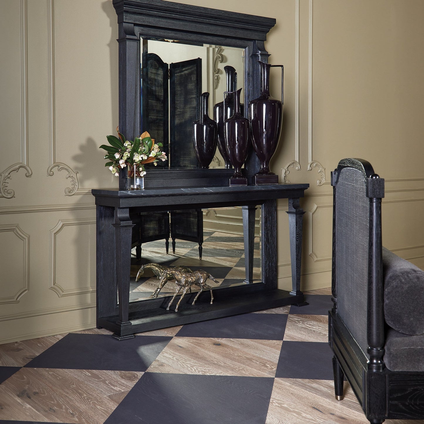 Global Views Blackened Oak Josephine Console