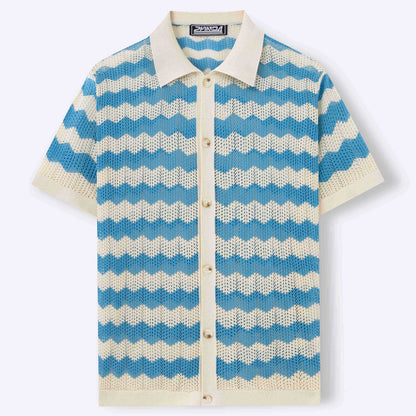 Men’s Hollow Jacquard Corrugated Shirt Stylish Textured Design